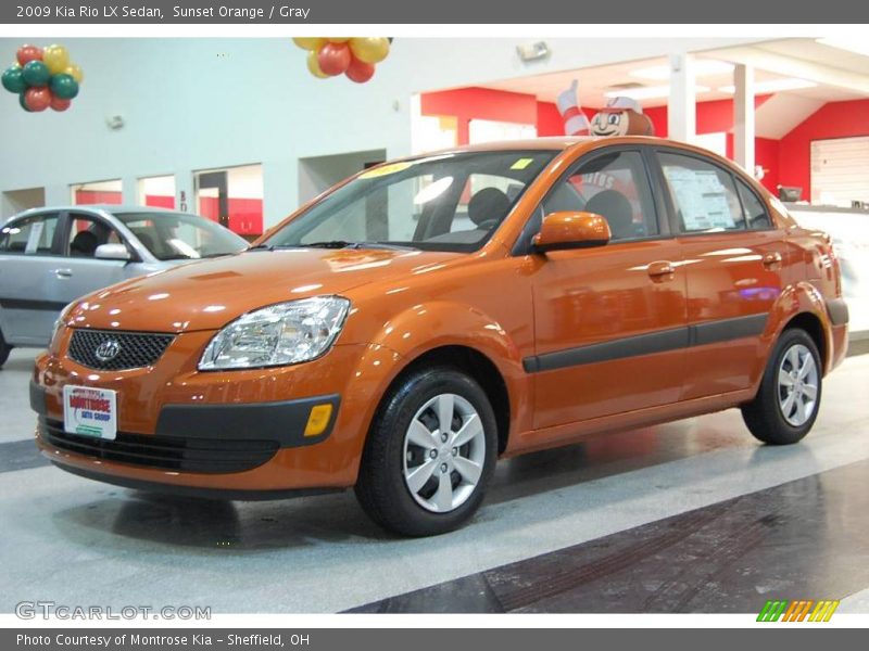 Sunset Orange / Gray 2009 Kia Rio LX Sedan