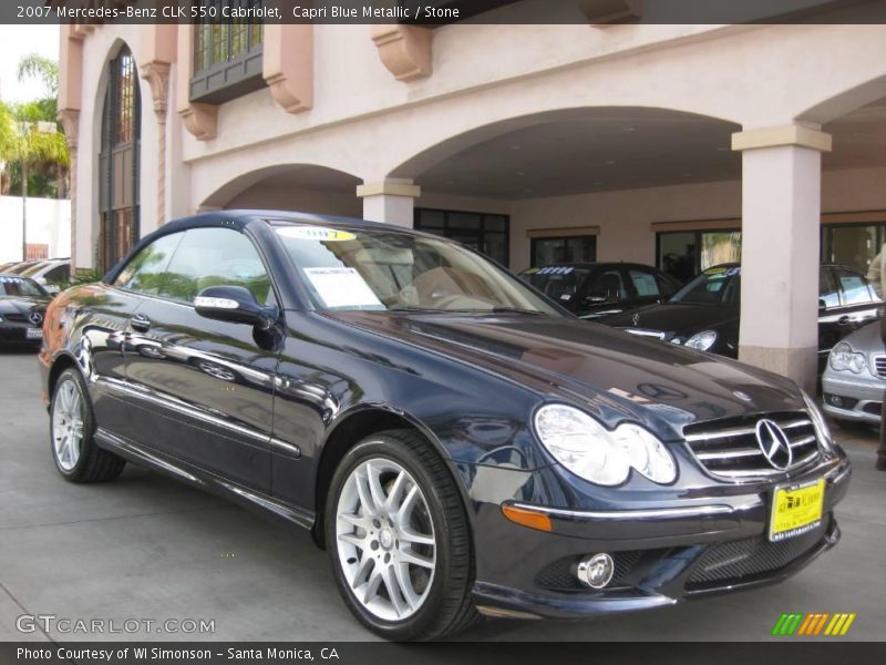 Capri Blue Metallic / Stone 2007 Mercedes-Benz CLK 550 Cabriolet