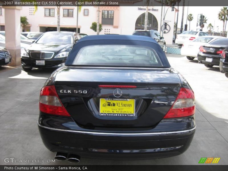 Capri Blue Metallic / Stone 2007 Mercedes-Benz CLK 550 Cabriolet