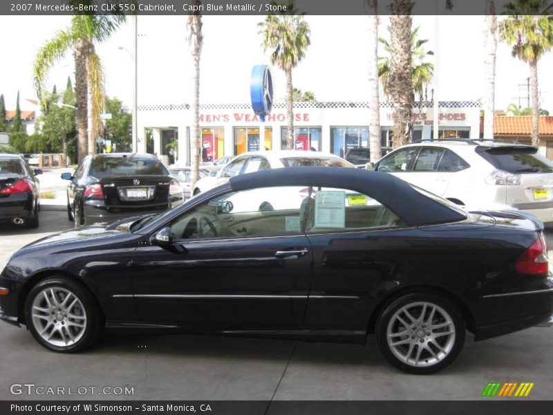 Capri Blue Metallic / Stone 2007 Mercedes-Benz CLK 550 Cabriolet