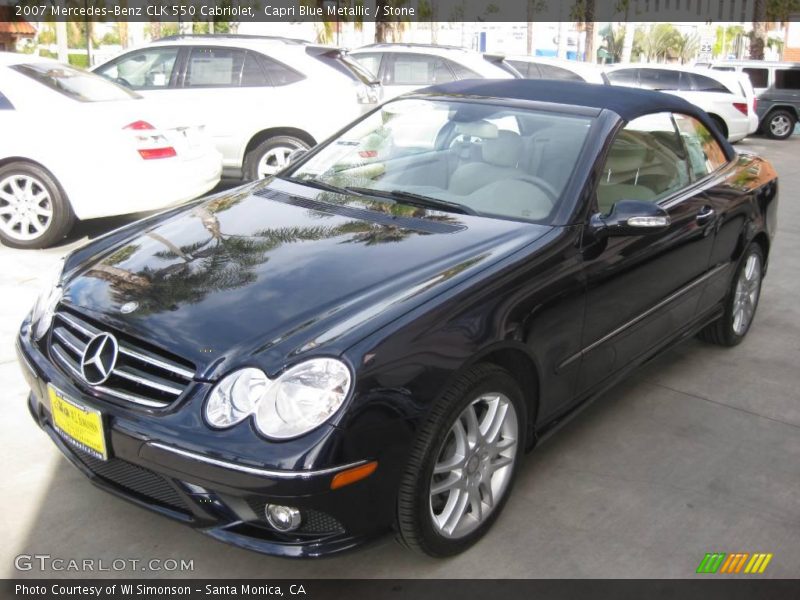 Capri Blue Metallic / Stone 2007 Mercedes-Benz CLK 550 Cabriolet