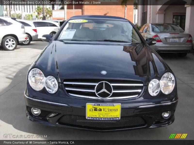 Capri Blue Metallic / Stone 2007 Mercedes-Benz CLK 550 Cabriolet