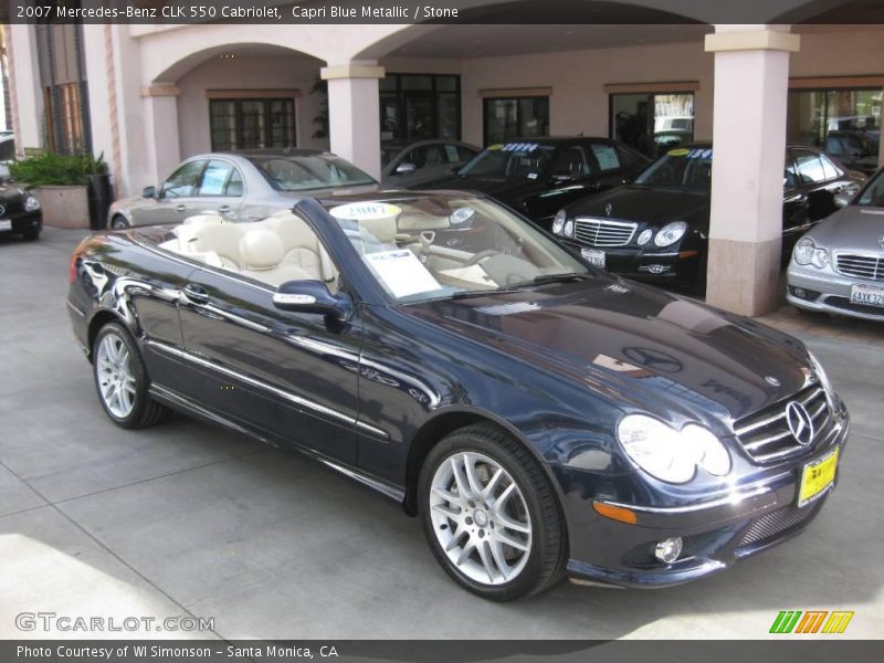 Capri Blue Metallic / Stone 2007 Mercedes-Benz CLK 550 Cabriolet
