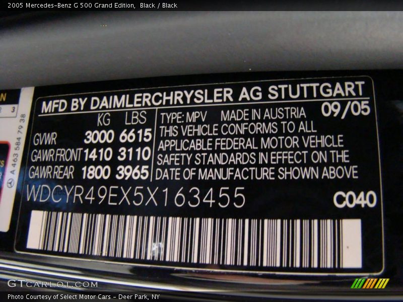 Black / Black 2005 Mercedes-Benz G 500 Grand Edition