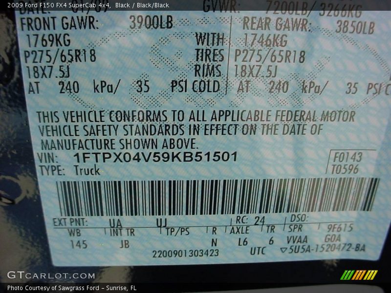 Black / Black/Black 2009 Ford F150 FX4 SuperCab 4x4