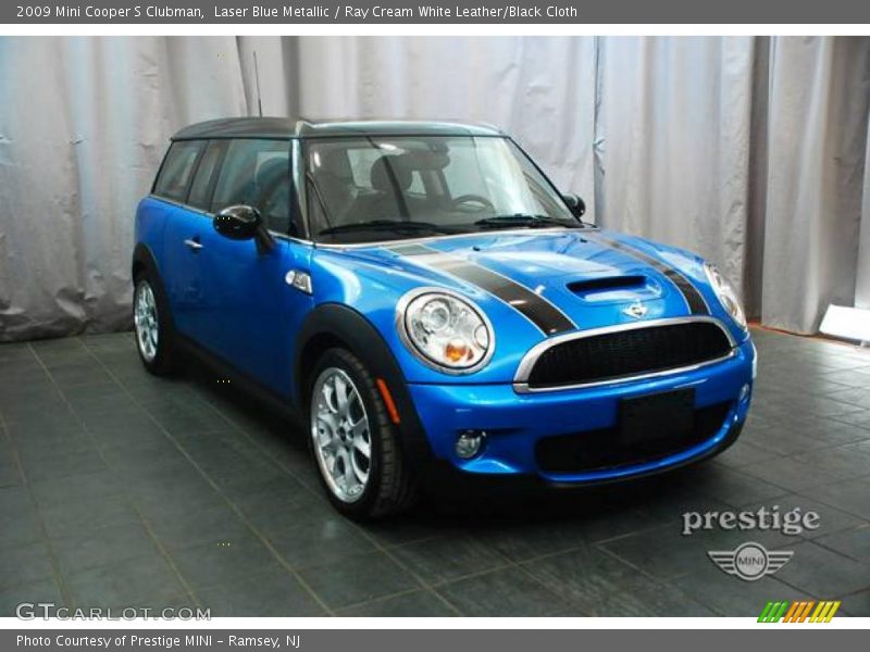 Laser Blue Metallic / Ray Cream White Leather/Black Cloth 2009 Mini Cooper S Clubman