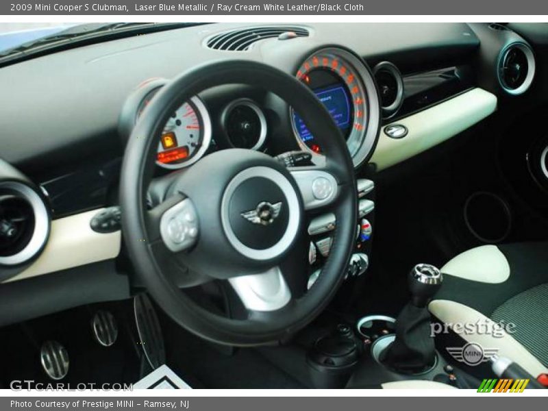 Laser Blue Metallic / Ray Cream White Leather/Black Cloth 2009 Mini Cooper S Clubman
