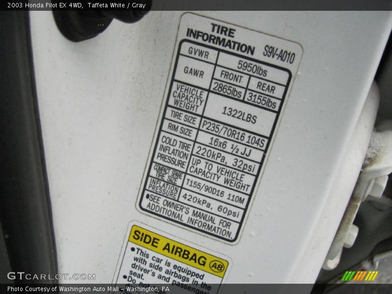 Taffeta White / Gray 2003 Honda Pilot EX 4WD