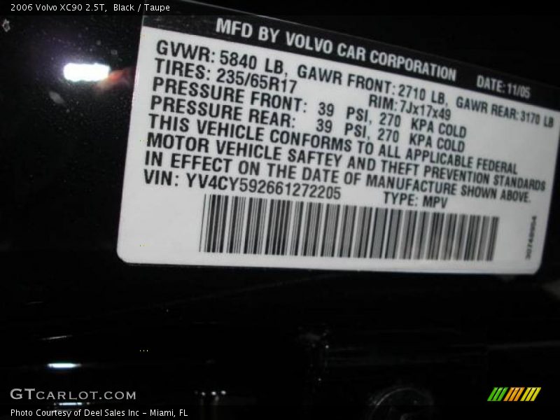 Black / Taupe 2006 Volvo XC90 2.5T