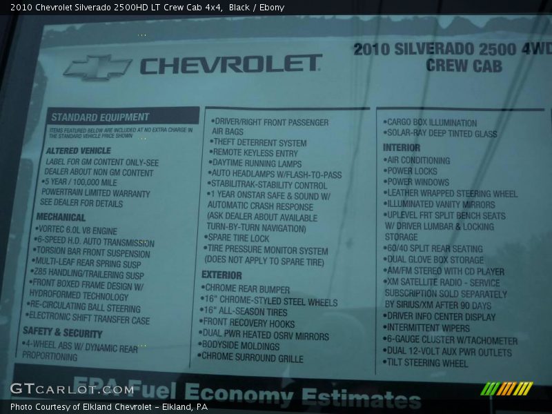 Black / Ebony 2010 Chevrolet Silverado 2500HD LT Crew Cab 4x4