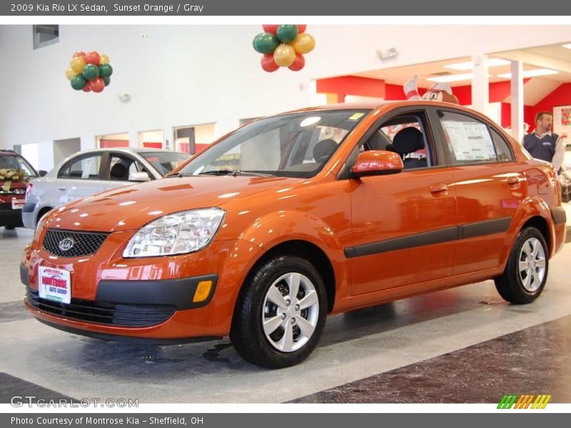 Sunset Orange / Gray 2009 Kia Rio LX Sedan