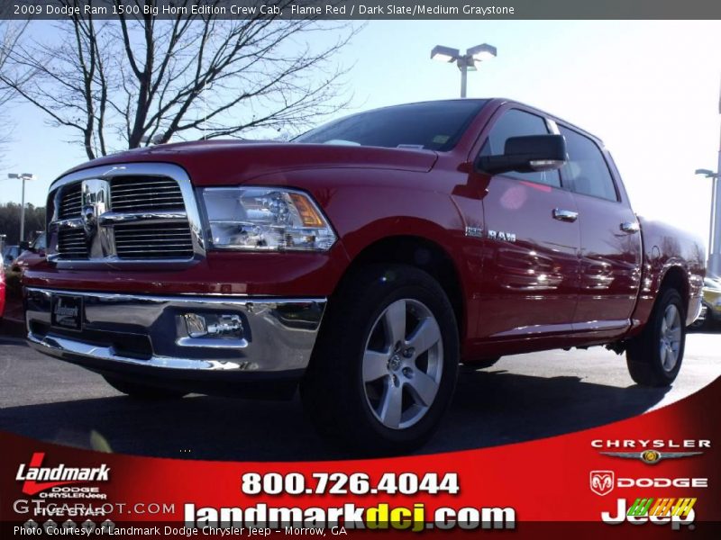 Flame Red / Dark Slate/Medium Graystone 2009 Dodge Ram 1500 Big Horn Edition Crew Cab