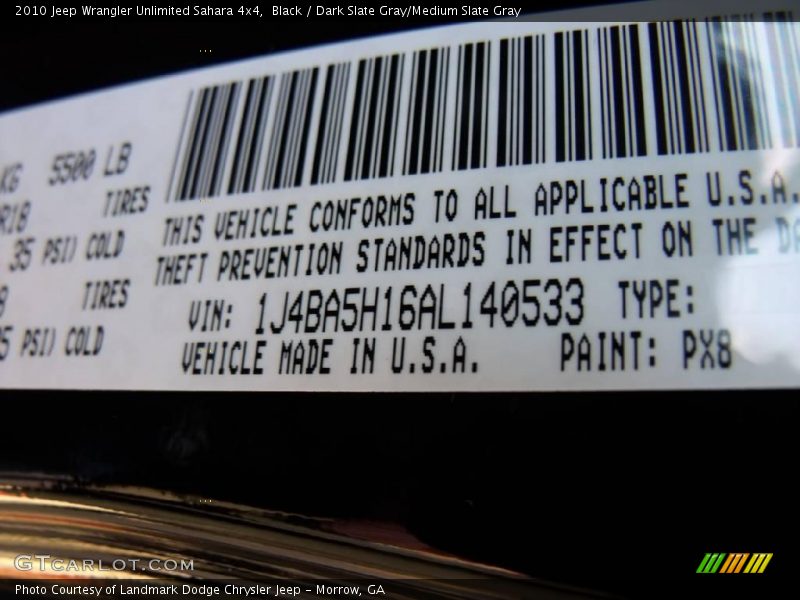 Black / Dark Slate Gray/Medium Slate Gray 2010 Jeep Wrangler Unlimited Sahara 4x4