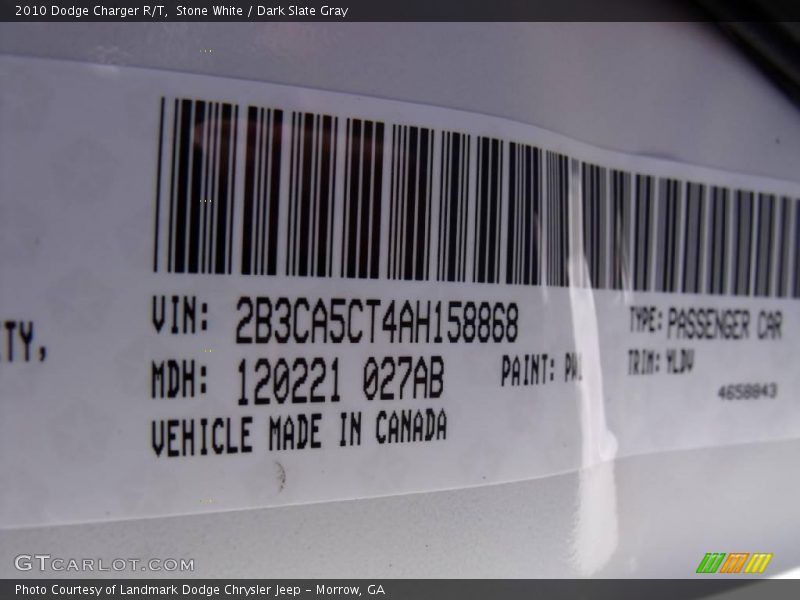 Stone White / Dark Slate Gray 2010 Dodge Charger R/T