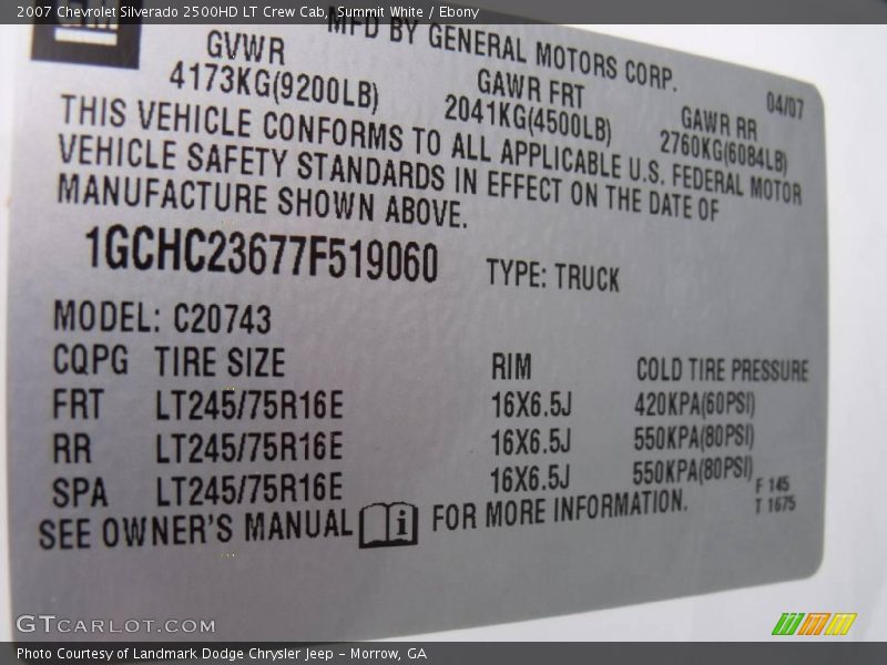 Summit White / Ebony 2007 Chevrolet Silverado 2500HD LT Crew Cab