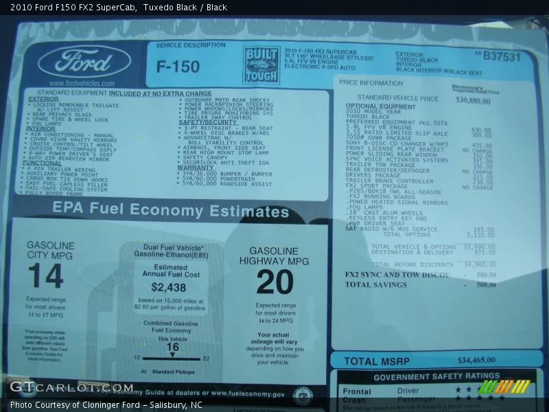 Tuxedo Black / Black 2010 Ford F150 FX2 SuperCab