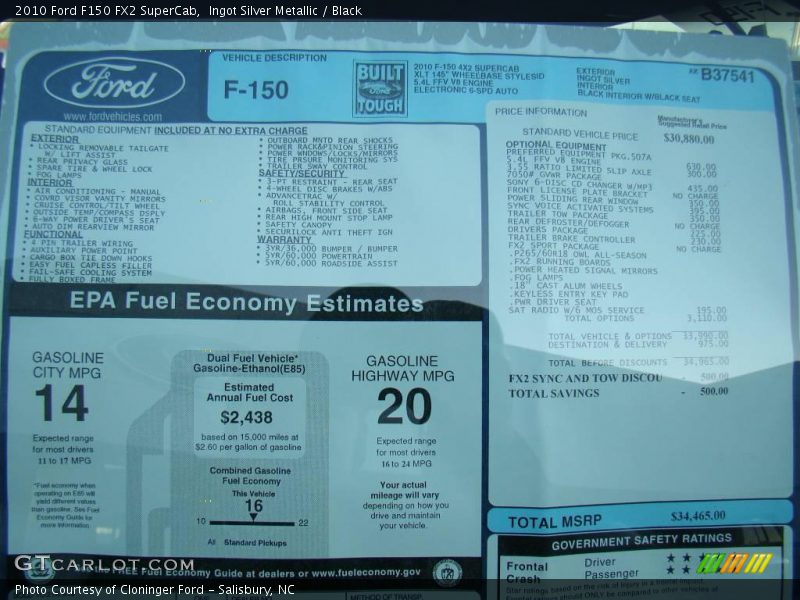 Ingot Silver Metallic / Black 2010 Ford F150 FX2 SuperCab