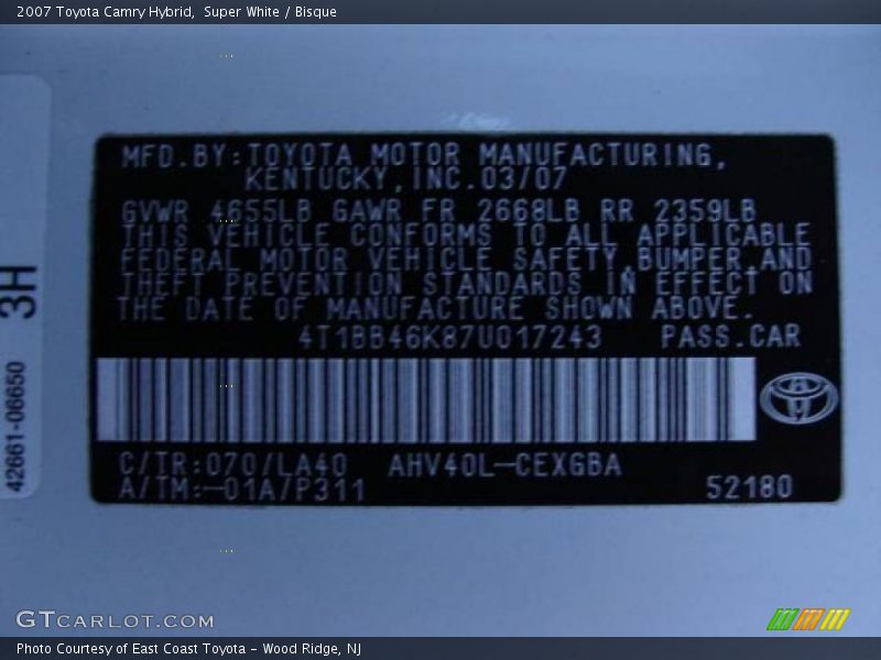 Super White / Bisque 2007 Toyota Camry Hybrid