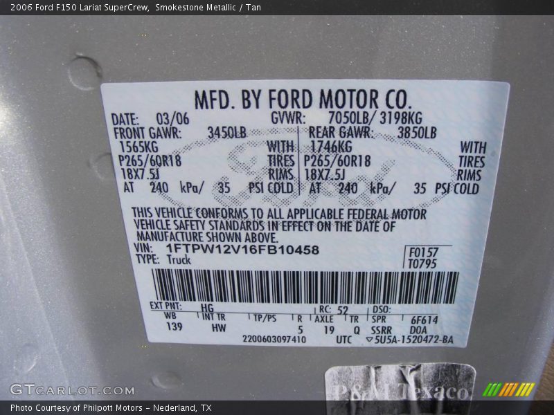 Smokestone Metallic / Tan 2006 Ford F150 Lariat SuperCrew