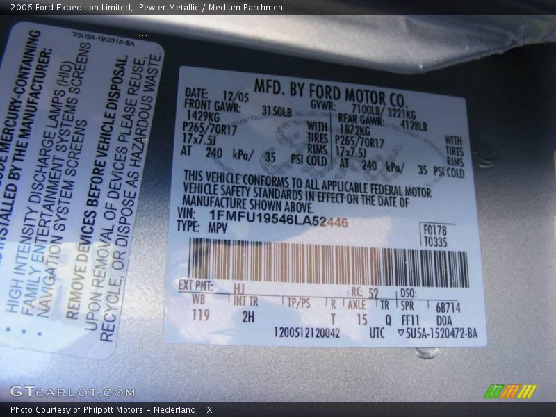 Pewter Metallic / Medium Parchment 2006 Ford Expedition Limited