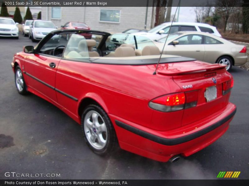 Laser Red / Warm Beige 2001 Saab 9-3 SE Convertible