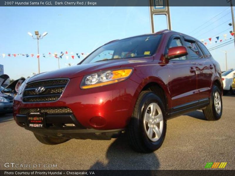 Dark Cherry Red / Beige 2007 Hyundai Santa Fe GLS