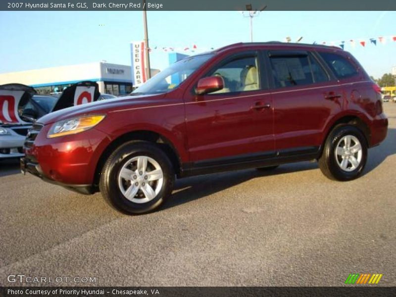 Dark Cherry Red / Beige 2007 Hyundai Santa Fe GLS