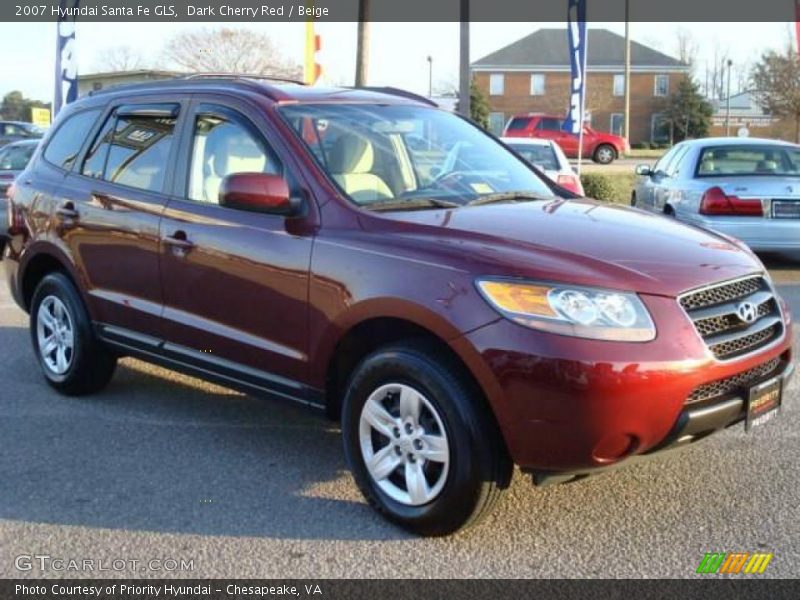 Dark Cherry Red / Beige 2007 Hyundai Santa Fe GLS