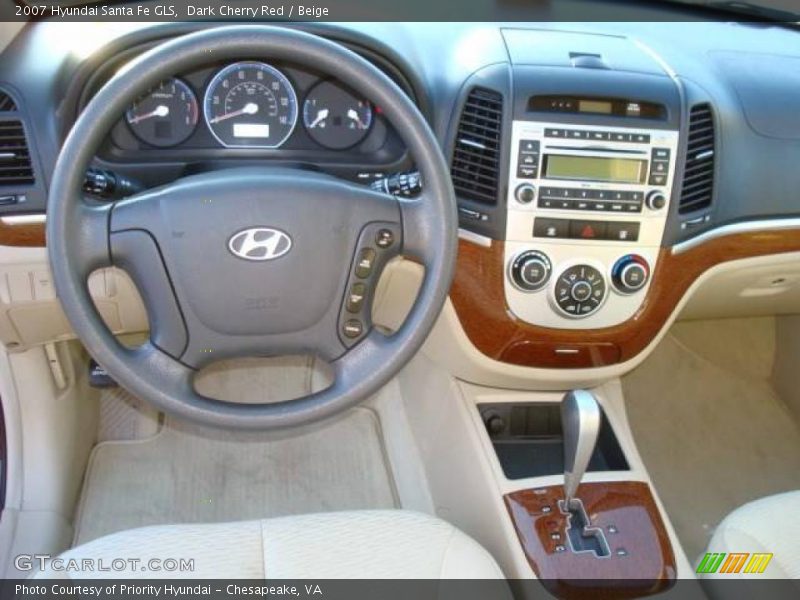 Dark Cherry Red / Beige 2007 Hyundai Santa Fe GLS