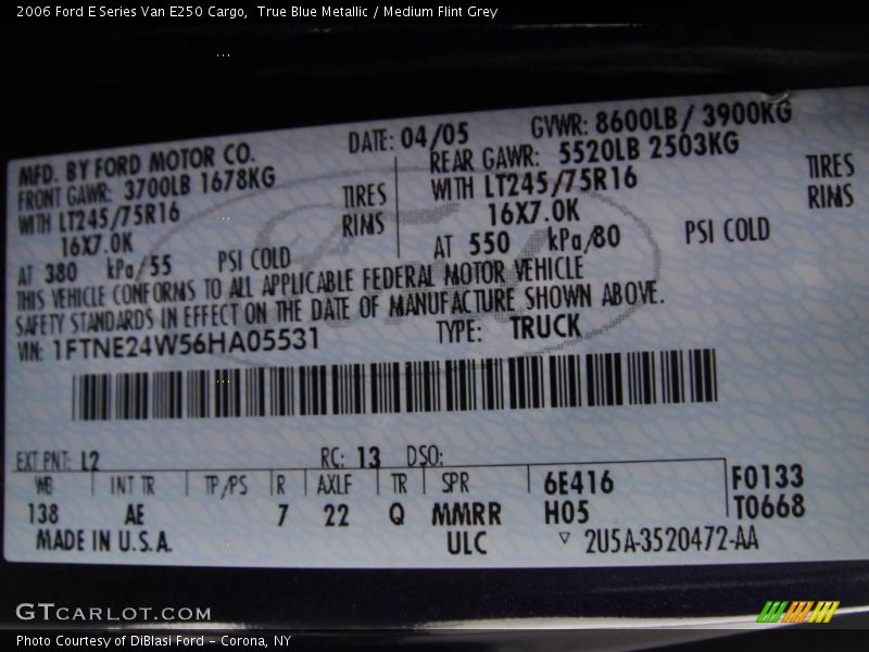 True Blue Metallic / Medium Flint Grey 2006 Ford E Series Van E250 Cargo