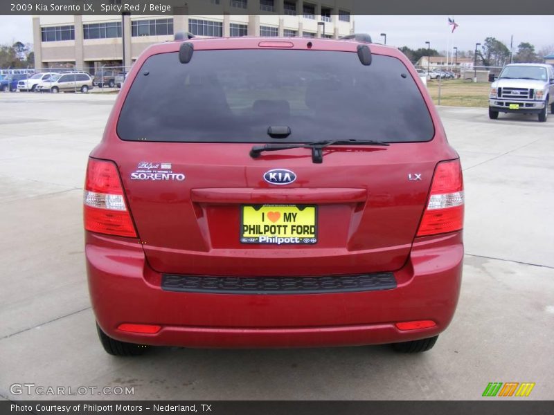 Spicy Red / Beige 2009 Kia Sorento LX