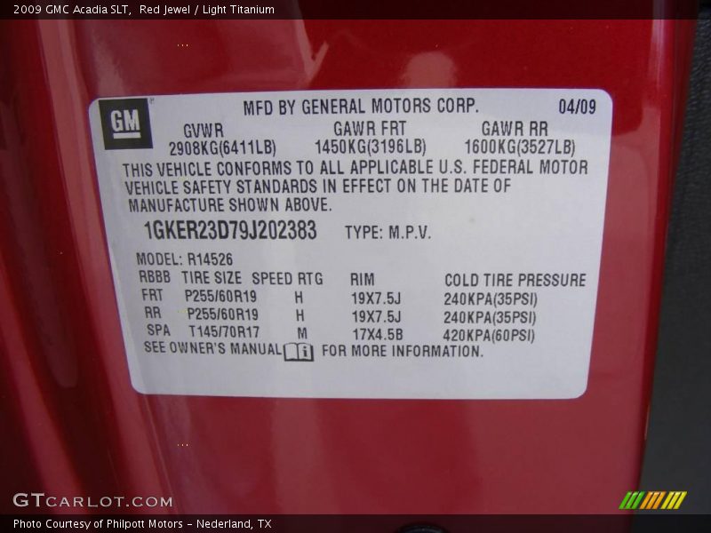 Red Jewel / Light Titanium 2009 GMC Acadia SLT