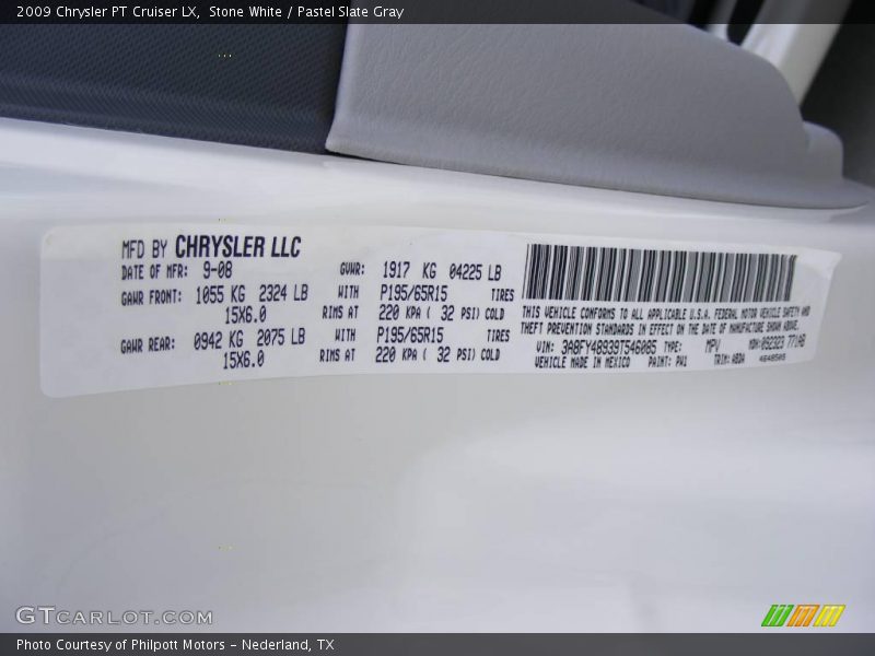 Stone White / Pastel Slate Gray 2009 Chrysler PT Cruiser LX