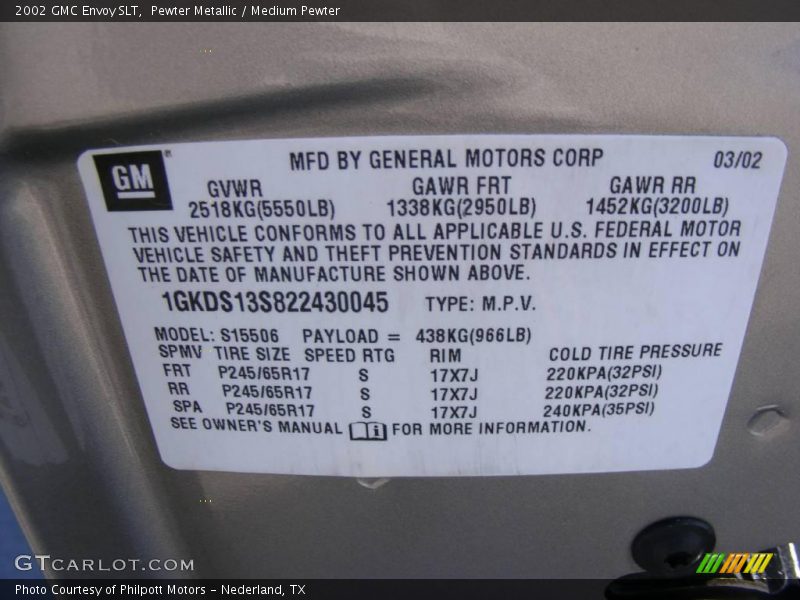 Pewter Metallic / Medium Pewter 2002 GMC Envoy SLT