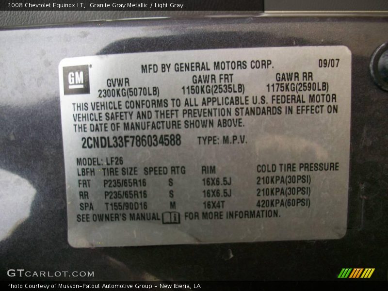 Granite Gray Metallic / Light Gray 2008 Chevrolet Equinox LT