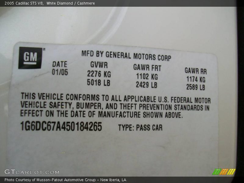 White Diamond / Cashmere 2005 Cadillac STS V8