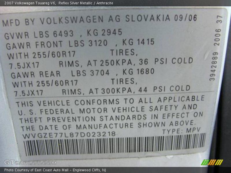 Reflex Silver Metallic / Anthracite 2007 Volkswagen Touareg V6