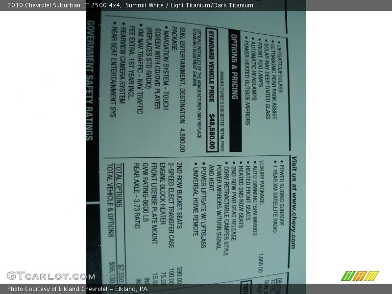 Summit White / Light Titanium/Dark Titanium 2010 Chevrolet Suburban LT 2500 4x4