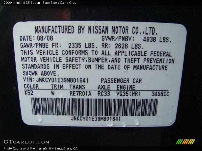 Slate Blue / Stone Gray 2009 Infiniti M 35 Sedan