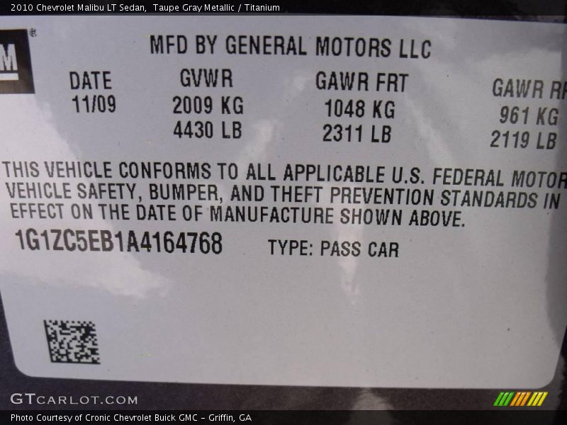 Taupe Gray Metallic / Titanium 2010 Chevrolet Malibu LT Sedan