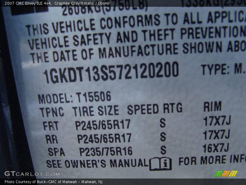 Graphite Gray Metallic / Ebony 2007 GMC Envoy SLE 4x4