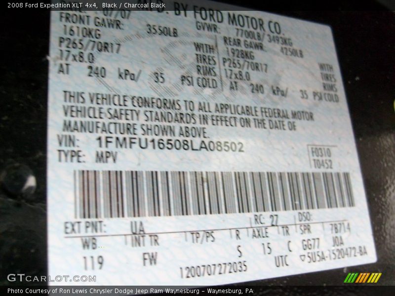 Black / Charcoal Black 2008 Ford Expedition XLT 4x4