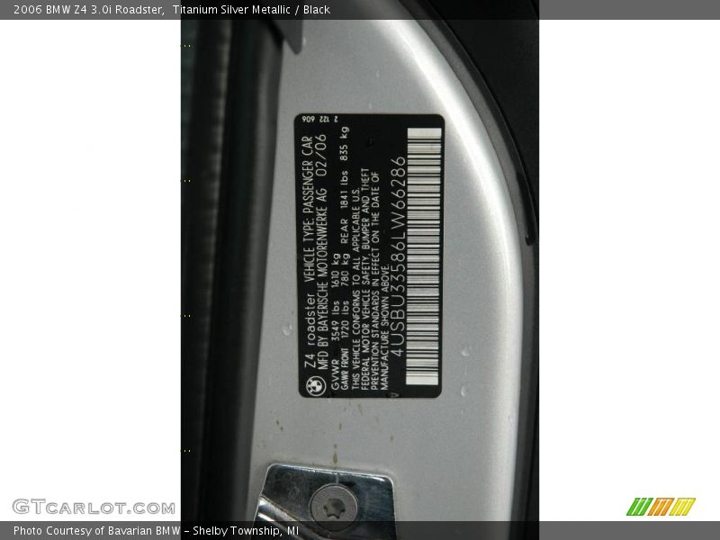 Titanium Silver Metallic / Black 2006 BMW Z4 3.0i Roadster