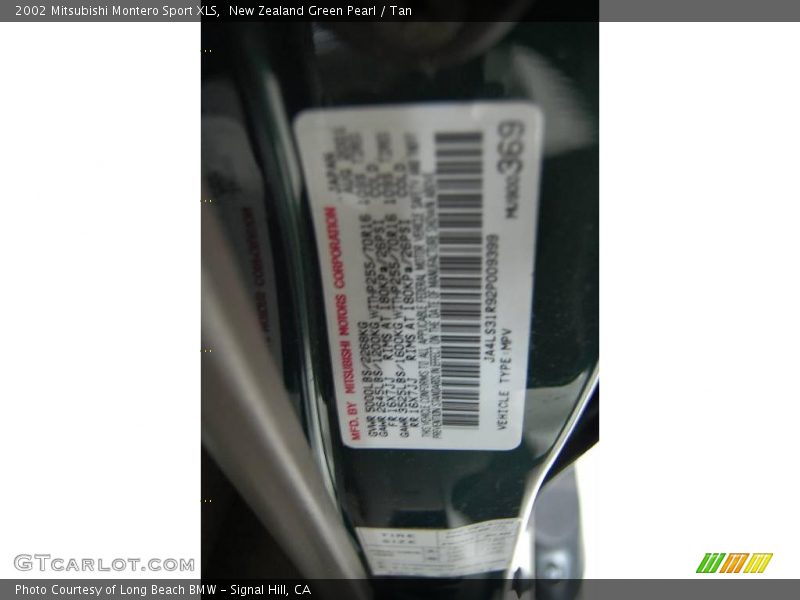 New Zealand Green Pearl / Tan 2002 Mitsubishi Montero Sport XLS