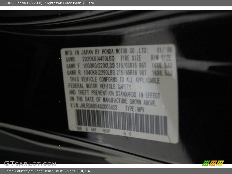 Nighthawk Black Pearl / Black 2006 Honda CR-V LX