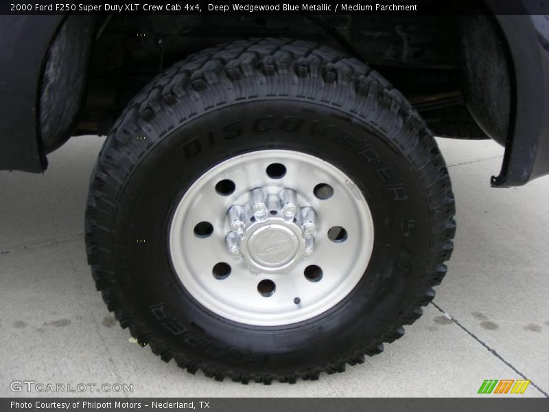 Deep Wedgewood Blue Metallic / Medium Parchment 2000 Ford F250 Super Duty XLT Crew Cab 4x4