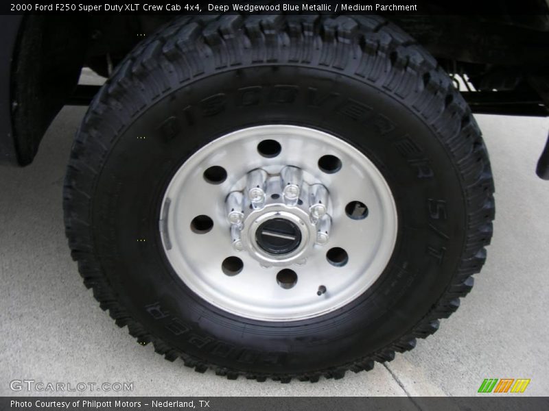 Deep Wedgewood Blue Metallic / Medium Parchment 2000 Ford F250 Super Duty XLT Crew Cab 4x4