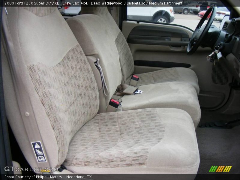 Deep Wedgewood Blue Metallic / Medium Parchment 2000 Ford F250 Super Duty XLT Crew Cab 4x4