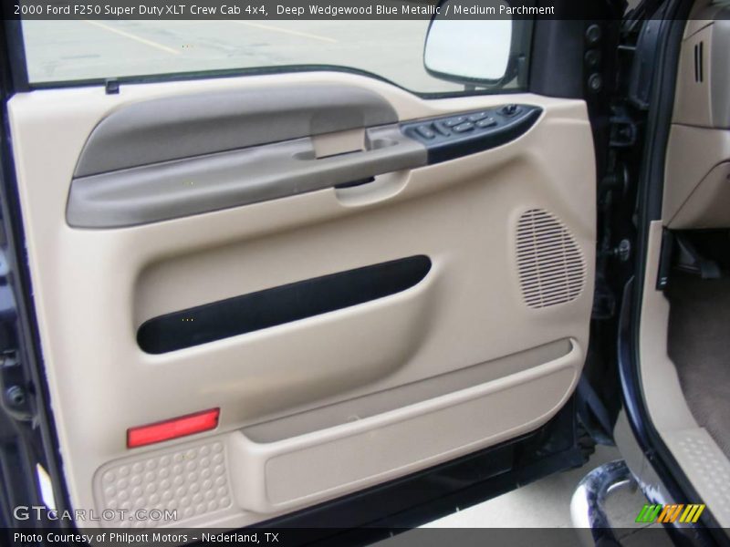 Deep Wedgewood Blue Metallic / Medium Parchment 2000 Ford F250 Super Duty XLT Crew Cab 4x4