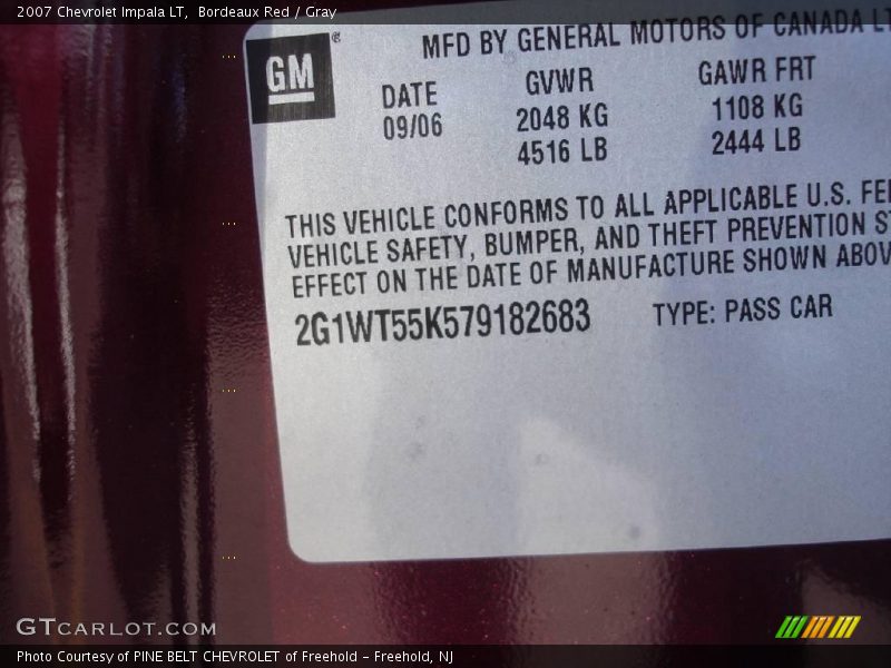 Bordeaux Red / Gray 2007 Chevrolet Impala LT